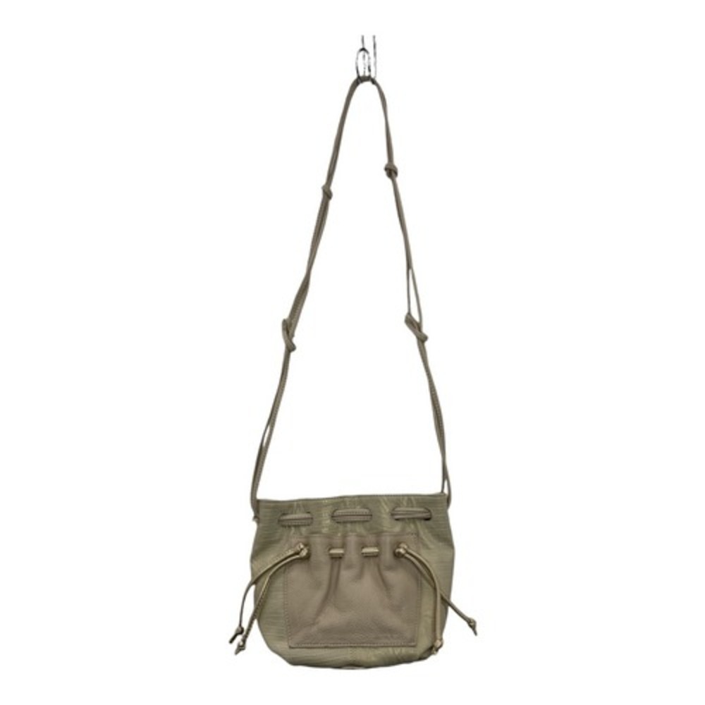 CKI Falchi Metallic Beige Lizard Embossed Crossbody Bag Drawstring Floral Lining